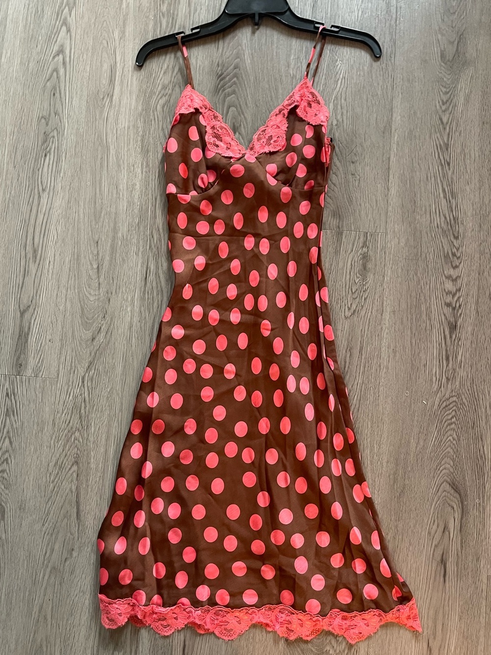 Y2K deadstock polka dot slip dress